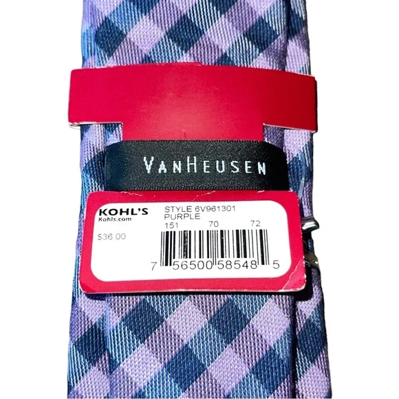 VanHeusen Purple Plaid Flex Collar - Picture 5 of 7